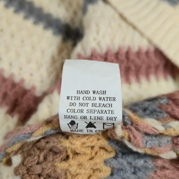 Altar'd State Womens Striped Cardigan Sweater Size S/M Cream Pockets Bohemian - Picture 7 of 7